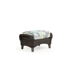Sanibel Outdoor Wicker Ottoman In Peppercorn