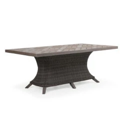 Sanibel Outdoor Wicker 42" X 75" Rectangle Dining Table In Peppercorn