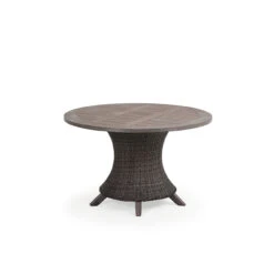 Sanibel Outdoor Wicker 48" Round Dining Table In Peppercorn