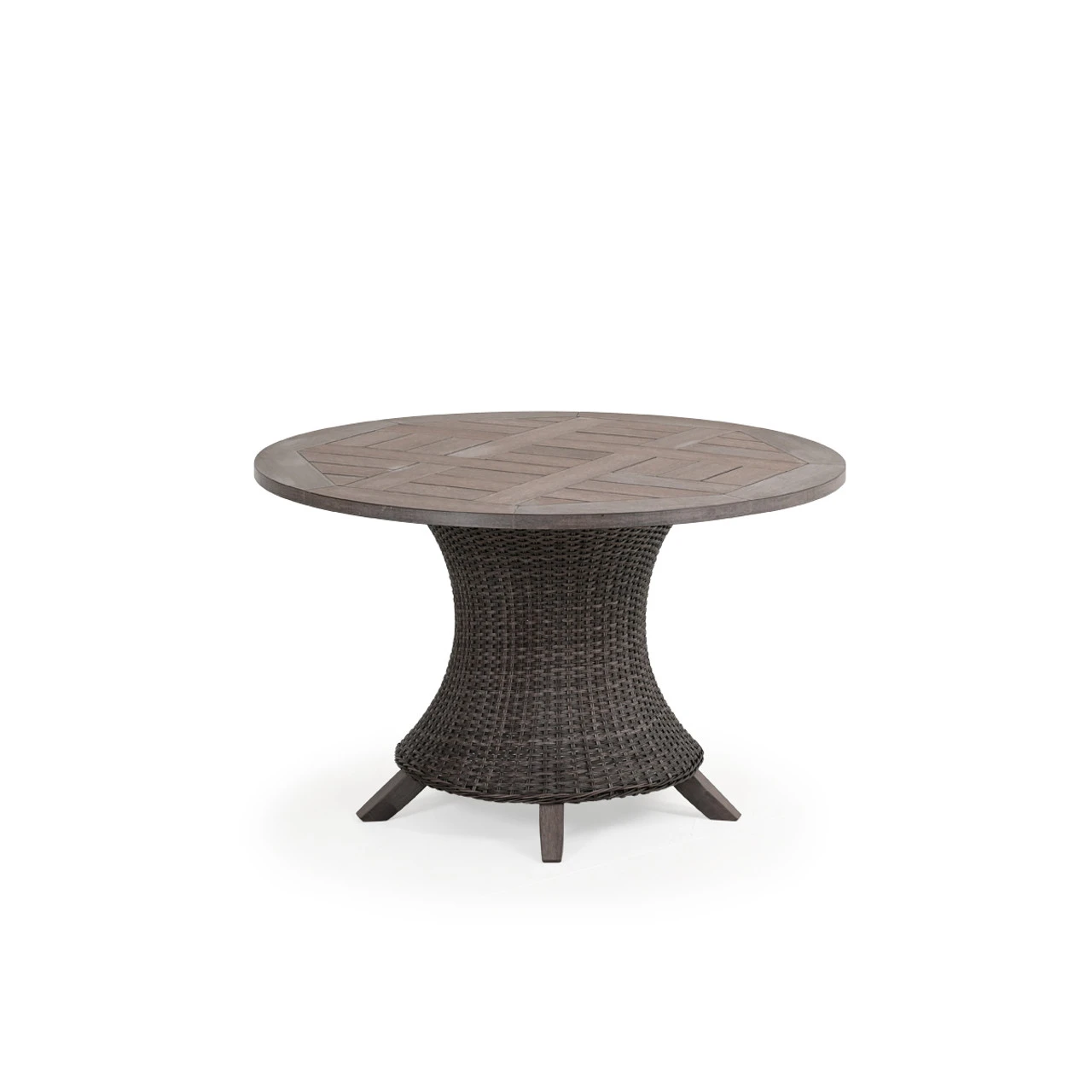 Sanibel Outdoor Wicker 48" Round Dining Table In Peppercorn
