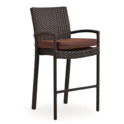 Kokomo Outdoor Wicker Bar Height Stool In Oyster Grey