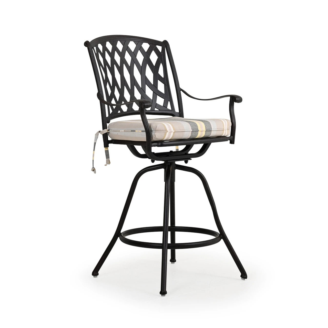 Trellis Outdoor Cast Aluminum Swivel Bar Stool - Image 4