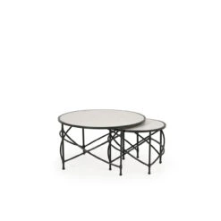 Bermuda Outdoor Aluminum Nested Cocktail & End Tables With Tile Top
