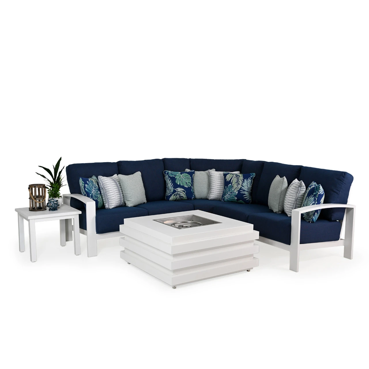 Costa Outdoor Aluminum Right Facing Arm Loveseat In Pearl Finish - Image 3