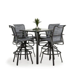 Cabana Outdoor 36" Square Glass Top Bar Height Table In Charcoal