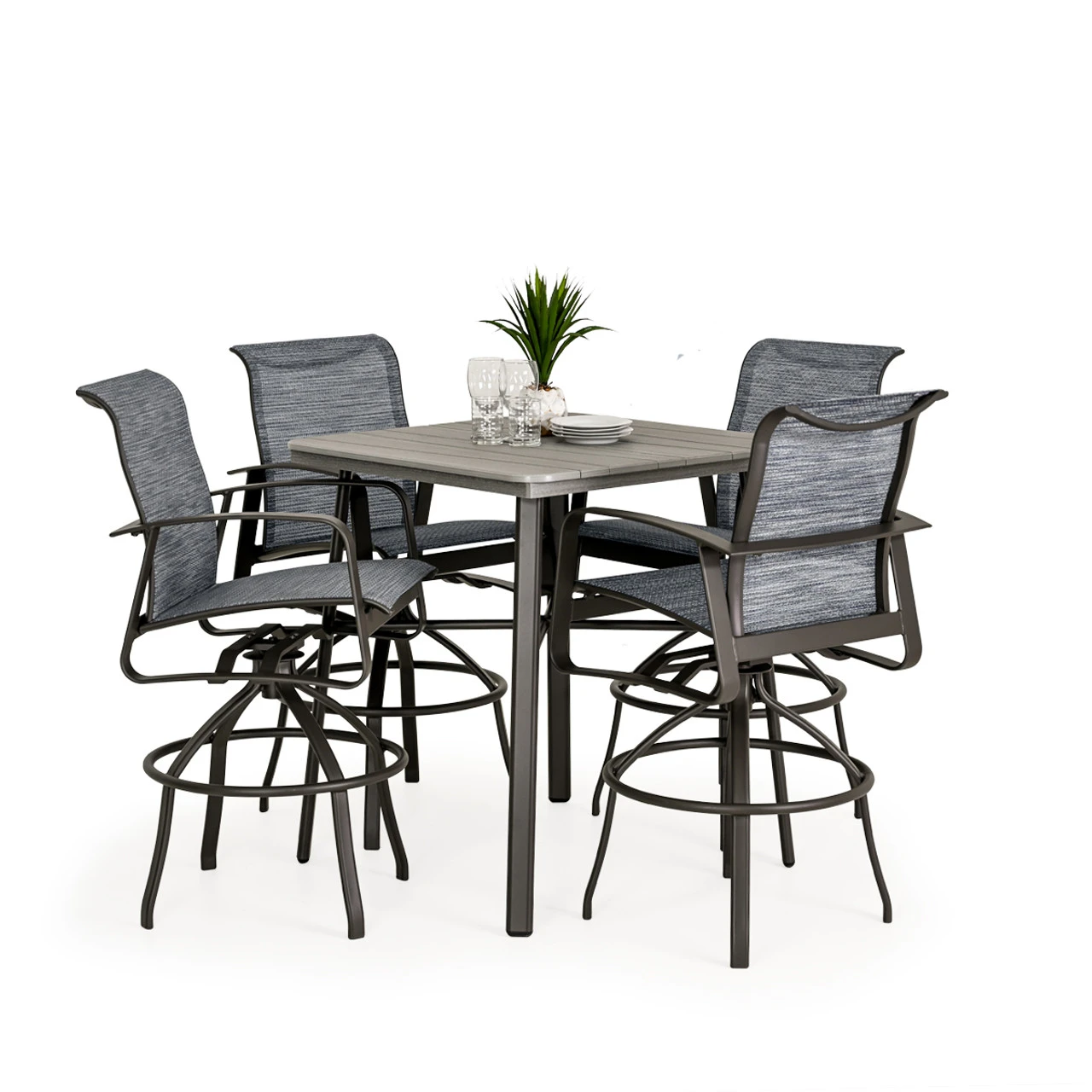 Cabana Outdoor 36" Square Poly Top Bar Height Table In Charcoal - Image 2