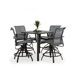 Cabana Outdoor 36" Square Aluminum Slat Top Counter Height Table In Charcoal