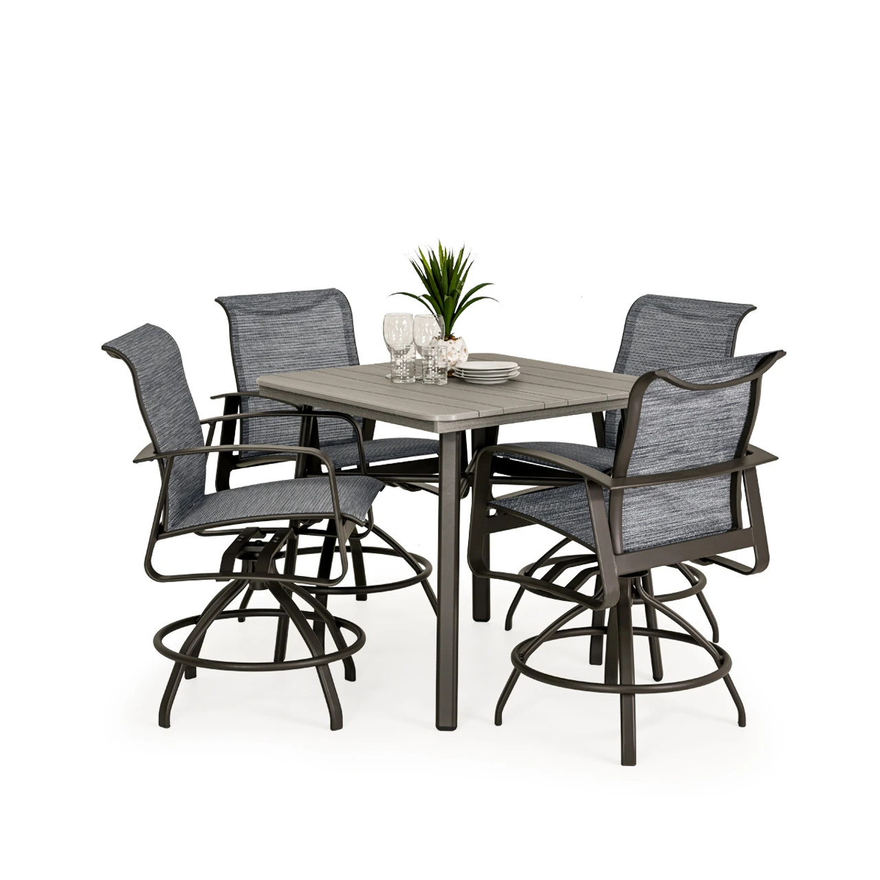 Cabana Outdoor 36" Square Poly Top Counter Height Table In Charcoal - Image 3