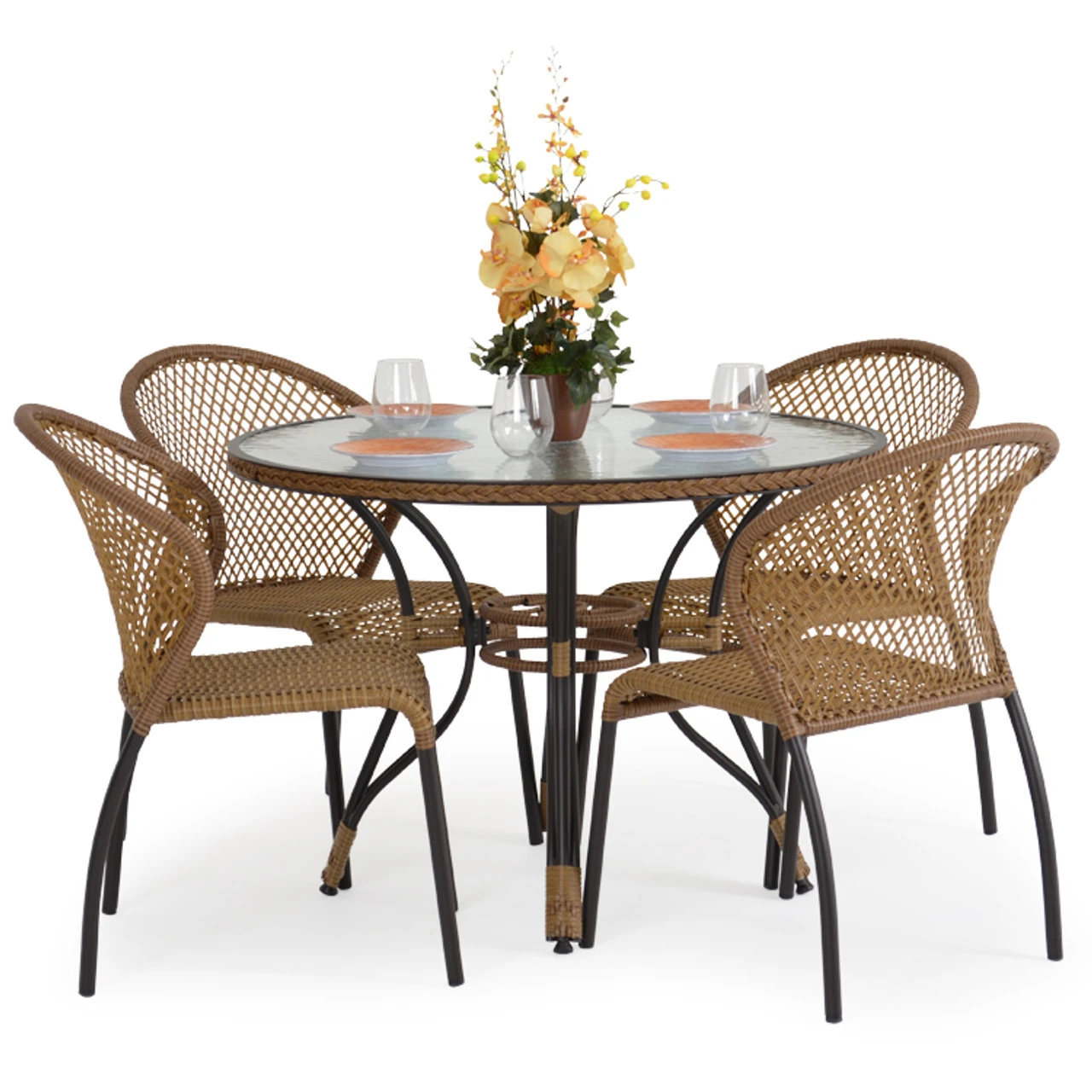 Empire Outdoor Wicker 40" Round Bistro Dining Table - Image 2
