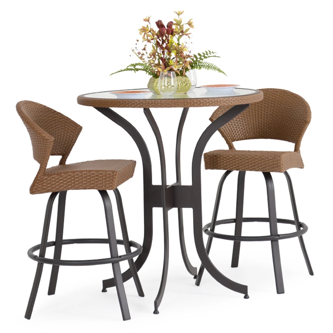 Empire Outdoor Wicker Bar Height Stool With Curved Back - Image 5