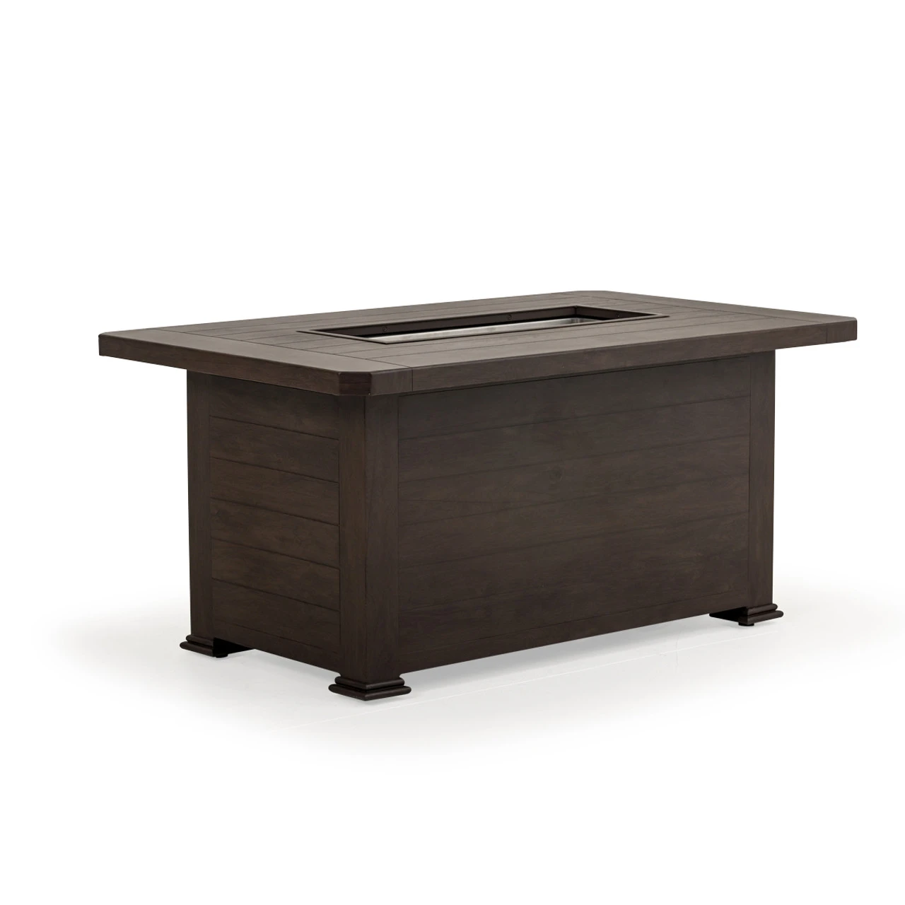 Maldives Outdoor Aluminum Rectangular Fire Pit In Black Walnut - Image 2