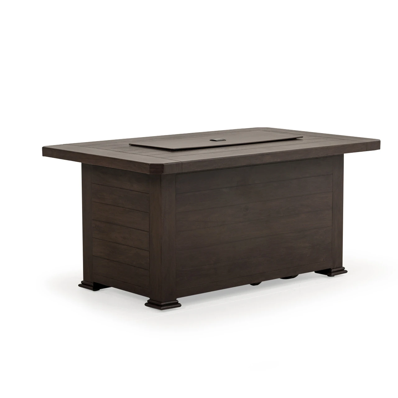 Maldives Outdoor Aluminum Rectangular Fire Pit In Black Walnut - Image 5