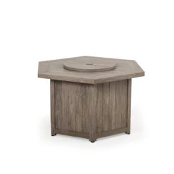 Maldives Outdoor Aluminum 42" Hexagon Fire Pit In Grey Birch