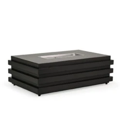 Costa Outdoor Aluminum Rectangular Fire Pit In Carbon Finish
