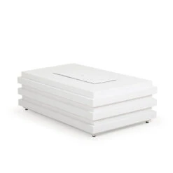 Costa Outdoor Aluminum Rectangular Fire Pit In Pearl Finish