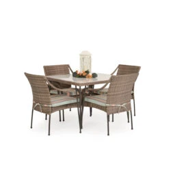 Garden Terrace Outdoor Wicker 39" Square Dining Table With Stone Top