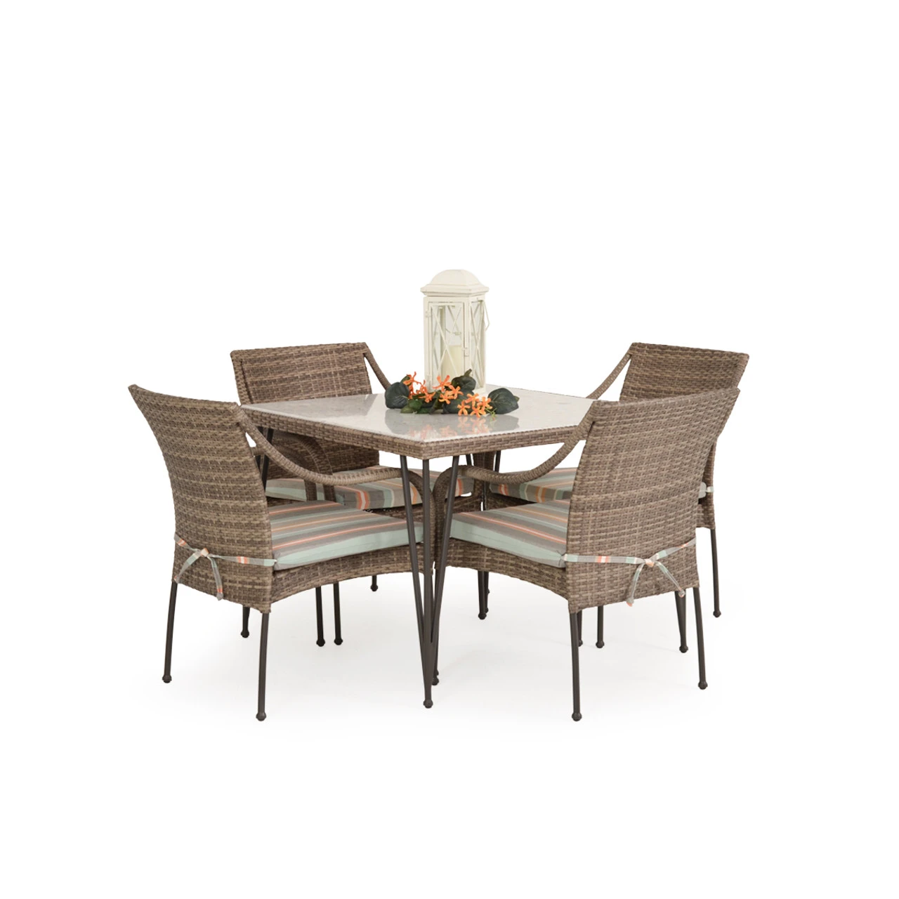 Garden Terrace Outdoor Wicker 39" Square Dining Table With Stone Top