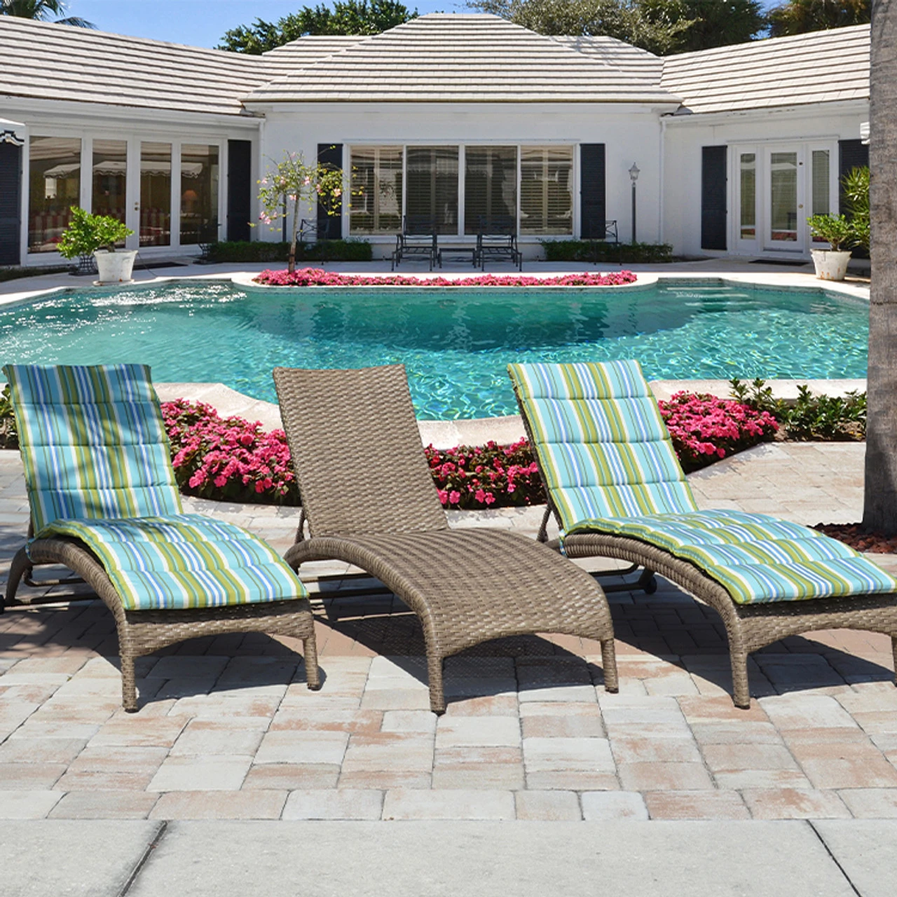 Kokomo Outdoor Wicker Armless Chaise Lounge In Oyster Grey - Image 3