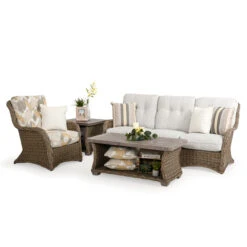 Maldives Outdoor Wicker Swivel Glider In Ash Weave