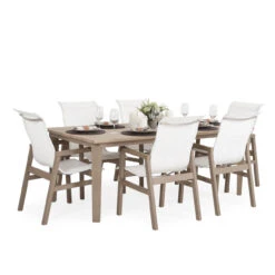 Maui Outdoor PoliSoul™ 40" X 80" Rectangle Dining Table In Weathered Teak