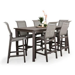 Maui Outdoor PoliSoul™ Rectangle Bar Height Table In Vintage Walnut