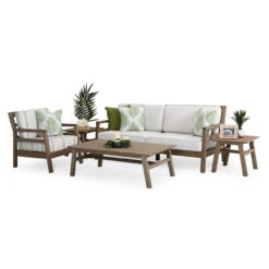 Maui Outdoor PoliSoul™ Ottoman In Weathered Teak