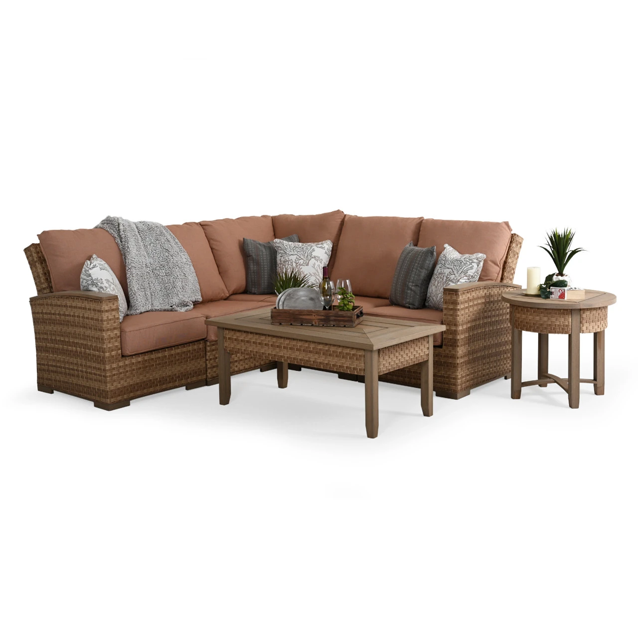 Retreat Outdoor Wicker Corner Chair In Sandstone