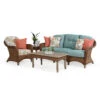 Sanibel Outdoor Wicker Ottoman In Nutmeg
