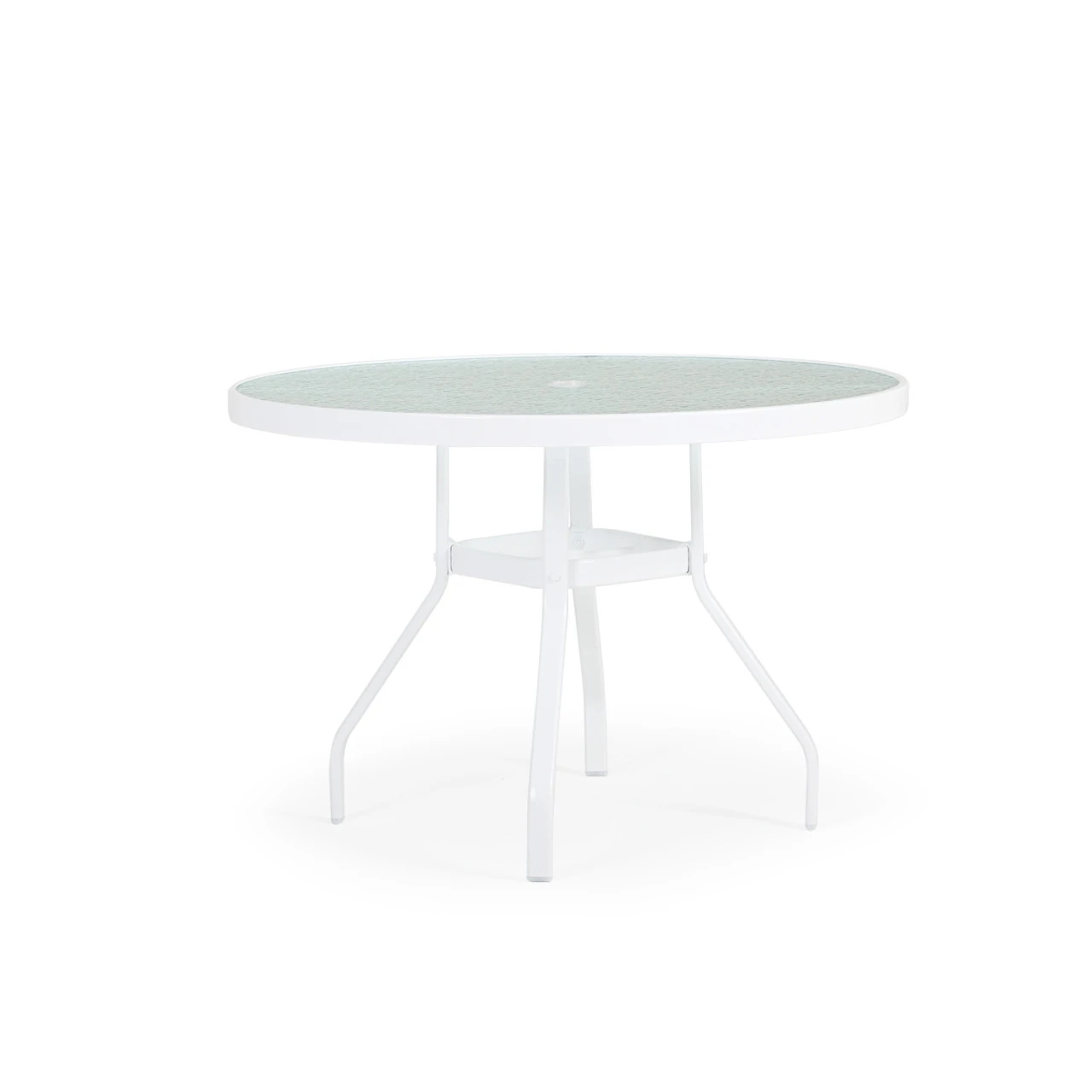42" Round Glass Top Dining Table In River White - Image 2