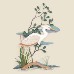 White HeronRight Facing Metal Wall Art
