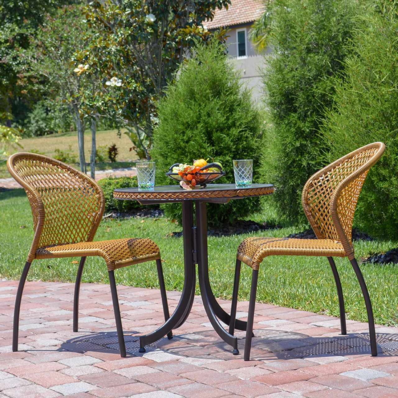 Empire Outdoor Wicker 40" Round Bistro Dining Table - Image 4